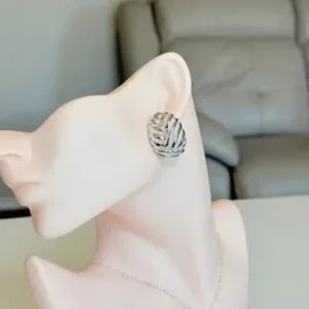 Silver-Tone Sculpted Dome Earrings